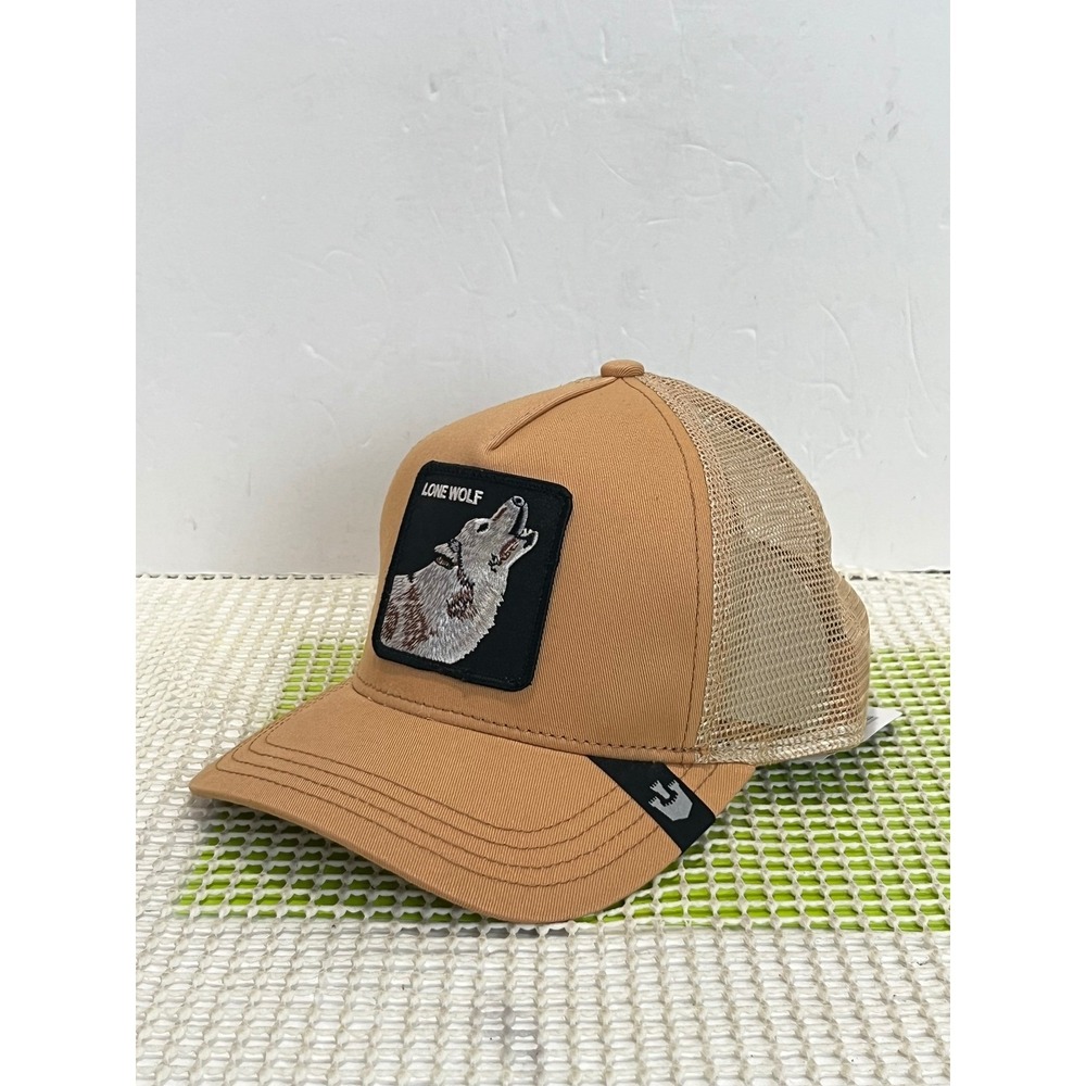 Goorin Bros The Farm Lone Wolf Truckin Mauve Tan Mesh Snapback Trucker Hat NEW